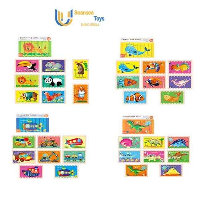 Mainan Edukasi Bayi Creative Hewan Strip Puzzle Kayu Stick Mainan Edukasi Anak 1-5 Tahun