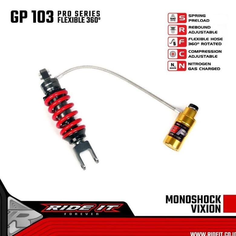 RIDE IT Monoshock Vixion Tabung Pisah GP 103 104 Flexible Shock Belakang Vixion New Old NVL Shockbre