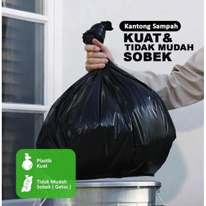 Qingjie- Kantong Plastik Sampah Hitam Tebal 90X120Cm Trash Bag Jumbo - Pack