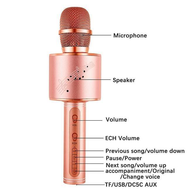 Vocale- Mic Karaoke Bluetooth Wireless Ys-66 Su Yosd Microphone Speaker Colorful Led