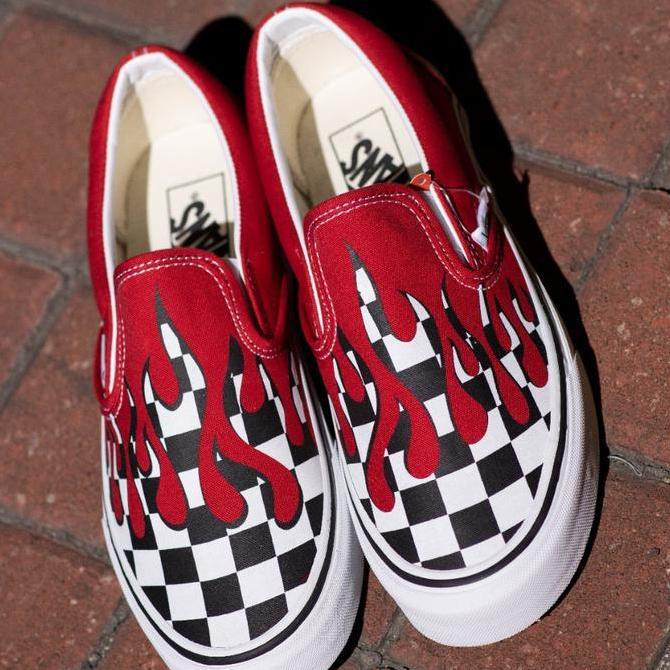 Vans Slip On Checkerboard Flame Red
