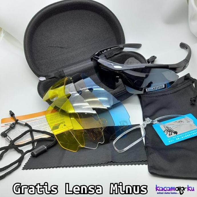 Visions- Kacamata Gowes Sepeda Sporty Lensa Minus Polarized Gratis Lensa Minus