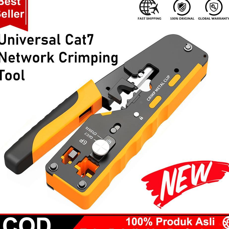 Tang Crimping Rj45 Cat7 Cat6A Cat6 Cat5E, Alat Crimping Kabel Lan Dengan Pemotong & Pengupas