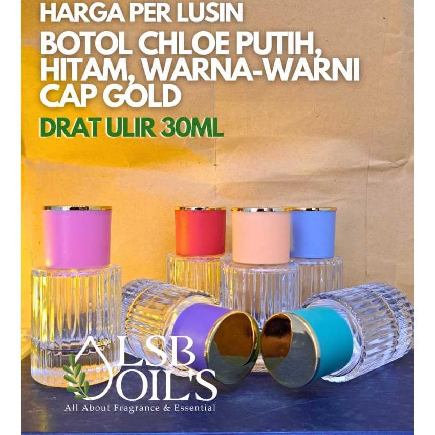 1 Lusin Botol Chloe 30Ml - Botol Parfum Chloe Hitam Putih Dan Warna-Warni Drat 30Ml Tebal Kuat - Bot