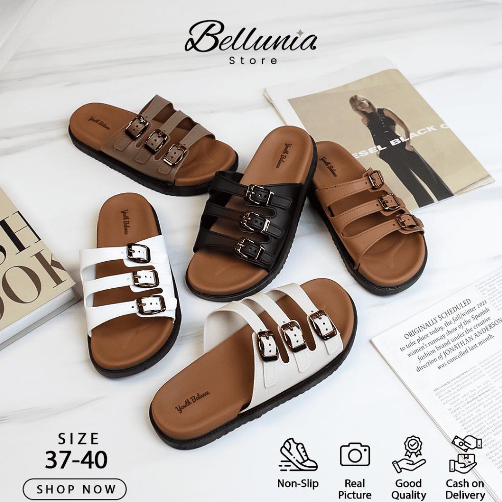 Sandal Flat Jelly Wanita Tali 3 Karet Premium Polos Rumah Import Balance 225-X4