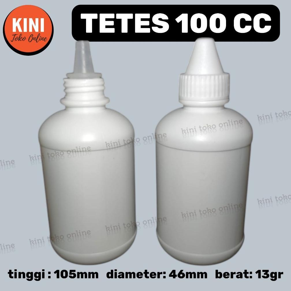 CC botol tetes 100 ml BOLONG LANCIP NON SEGEL plastik kosong putih natural  bening 100ml