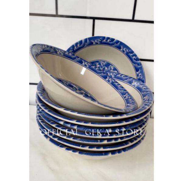 6 Pcs Mangkok Keramik Lucky Motif Kembang Biru Mangkok Keramik Diameter 7 Inchi Mangkok Mie Ayam