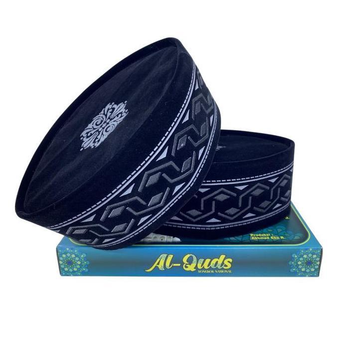 Stile- Al-Quds Peci Hitam Motif Batik Anak Dan Desa Bahan Bludru Royal Nyaman Anti Bau Keringat