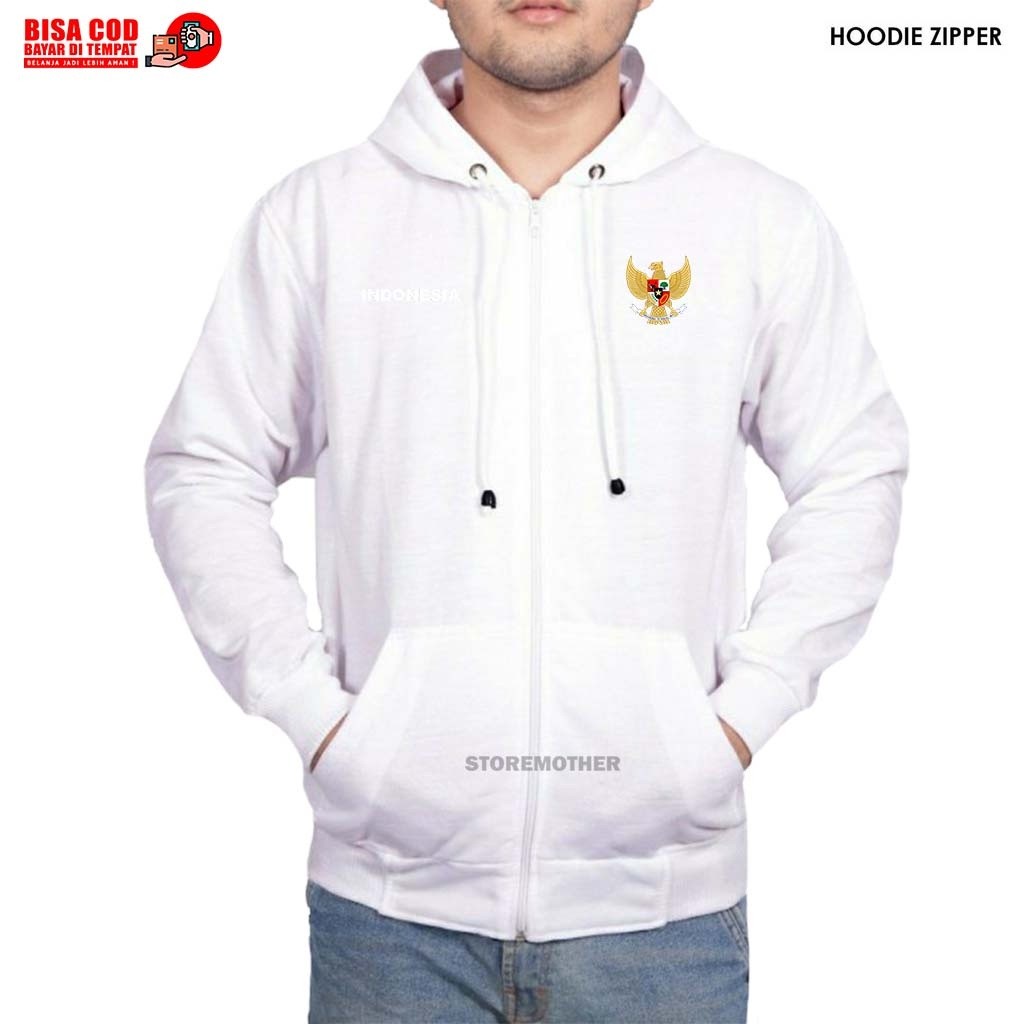 Jaket Resleting/Zipper/Hoodie/Sweater/ Garuda - Indonesia - 17 Agustus - Bisa Custom - Bisa Cod