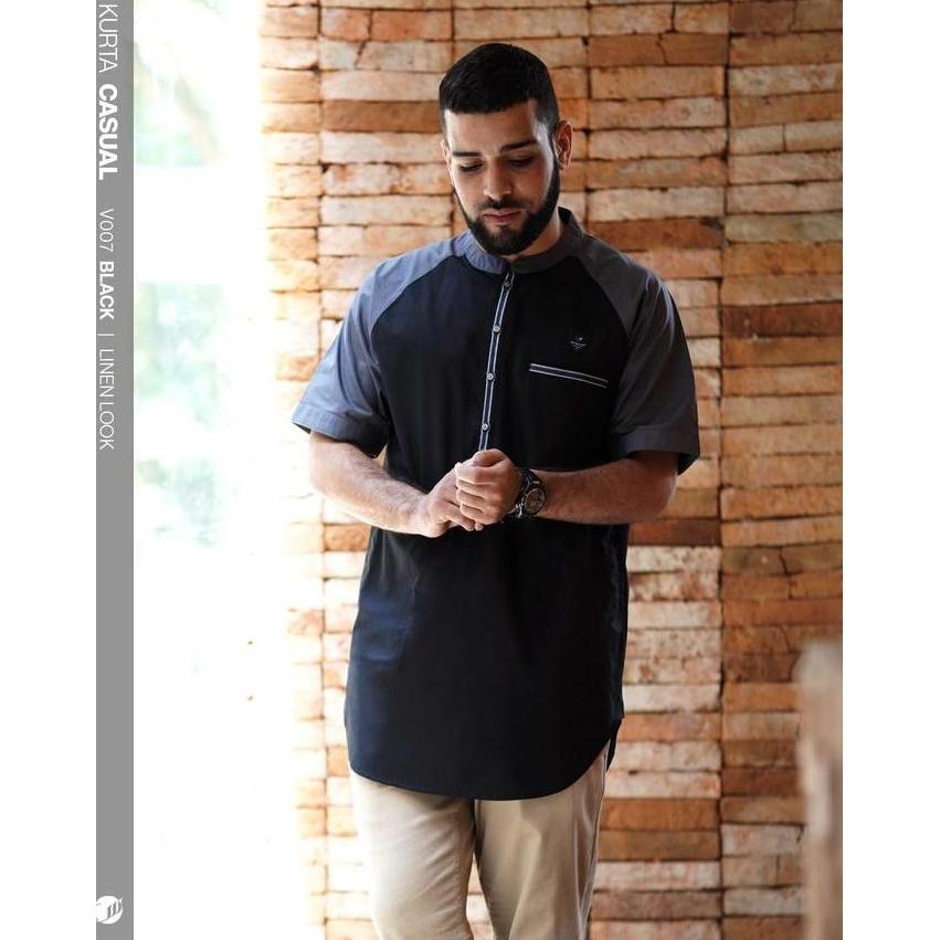 SAMASE Kurta Casual V007 Kemko Kemeja Pria Dewasa Lengan Pendek