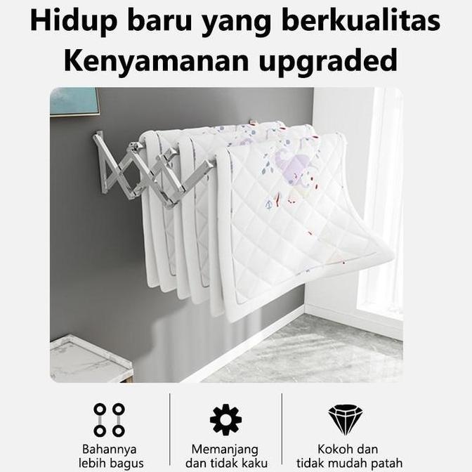 Herz- Jemuran Lipat Dinding Stainless Jemuran Baju Pakaian Dinding Rak Jemuran Tembok Gantungan Jemu