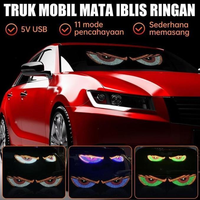 Promo Devil Eyes Besar 30X12 Led 11Modes Lampu Usb Flash Mata Kedipdemon Rgb Car Motor Kaca Kabel Mo