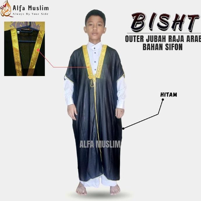Bisht Anak & Dewasa Raja Arab, Bahan Sifon/Semi Transparan, Luaran Jubah Pria Raja Salman, Outer Jub