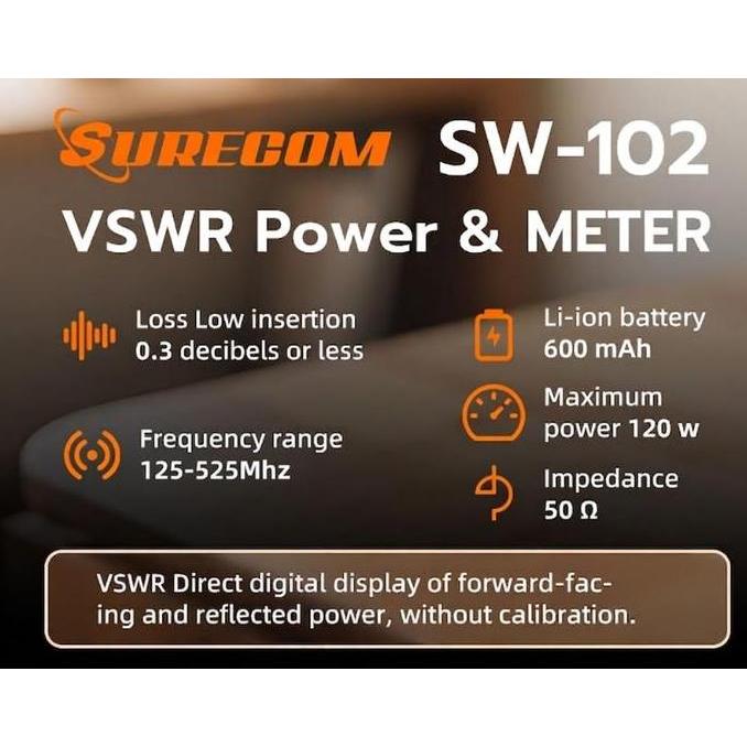 Surecom SW-102 Dital VHF/UHF 125-525Mhz Antenna Power & SWR Meter