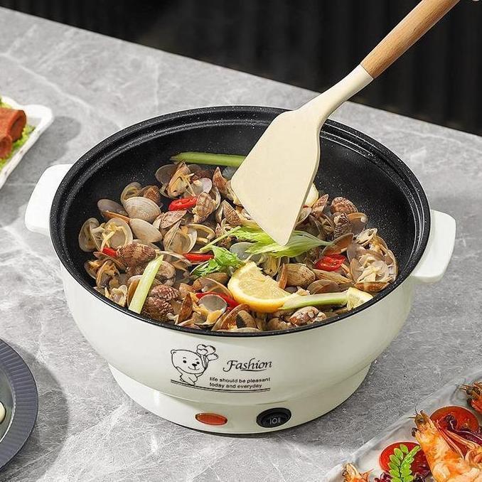 Youyou- Queen008Panci Listrik Multifungsi Free Kukusan / Rice Cooker Mini/Steamer Lapis Keramik Tefl