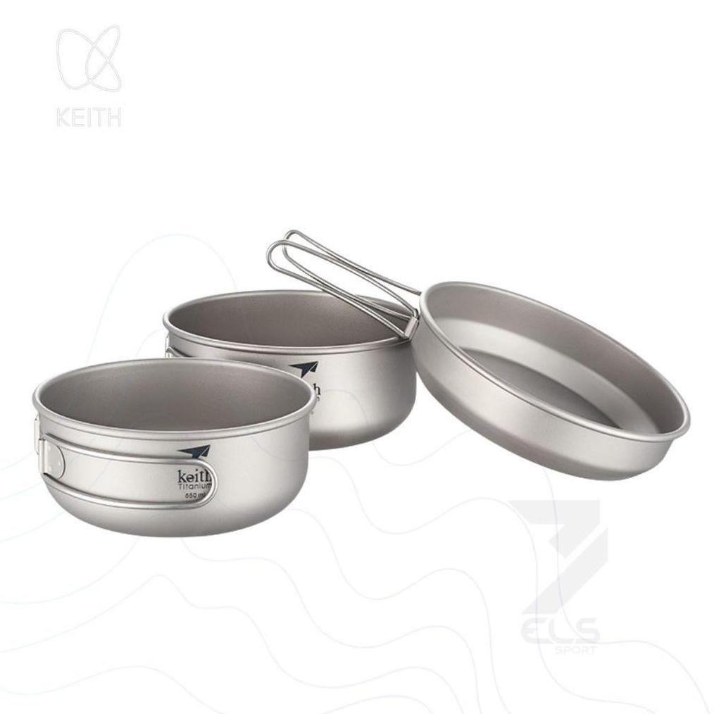 Keith Titanium mangkuk Lipat Ultralight - Nesting alat masak camping Ultralight Titanium