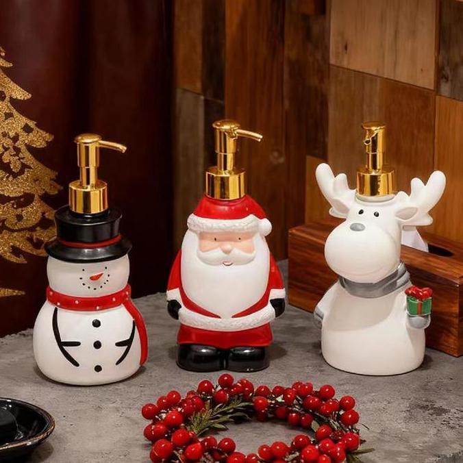 Tempat Sabun Cair Natal Snowman Santa Rusa Dispenser Sabun Christmas Soap Pump Lucu K1409
