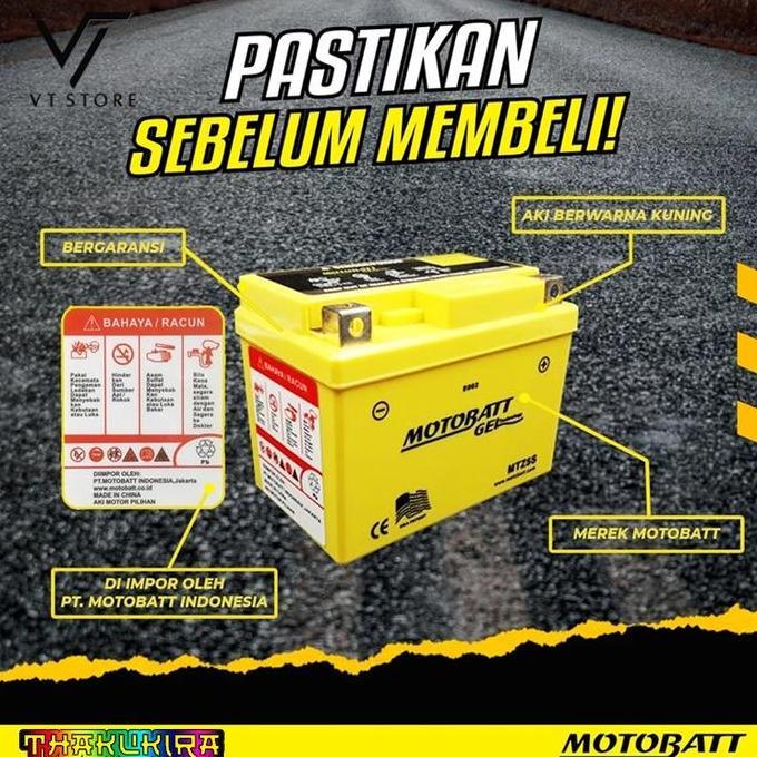 Aki Motor Vario 125 Techno, Vario 150, PCX 150 / 160, CB 150R Old/ New Motobatt MTZ6S Aki Kering Gel