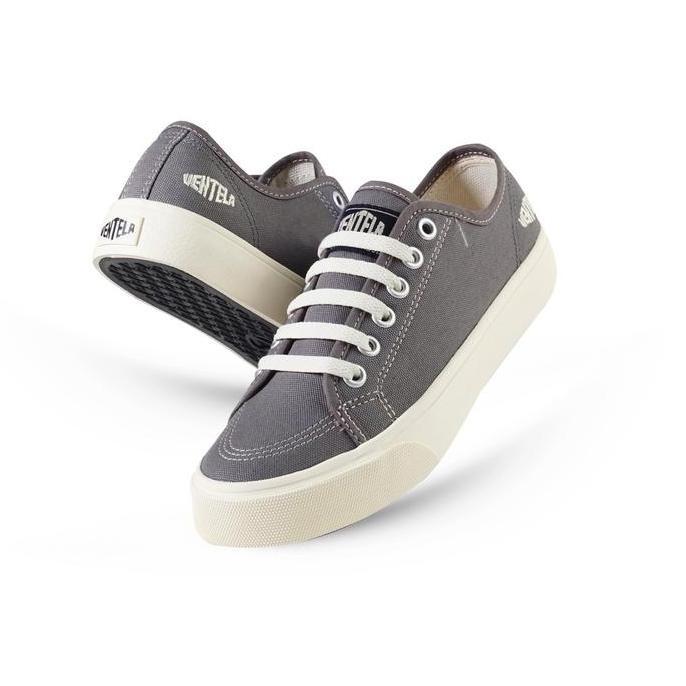 Kingg- Sepatu Ventela Alpha Low Nita Pria Casual Shoes Ventela Canvas Black Putih Sneakers Full