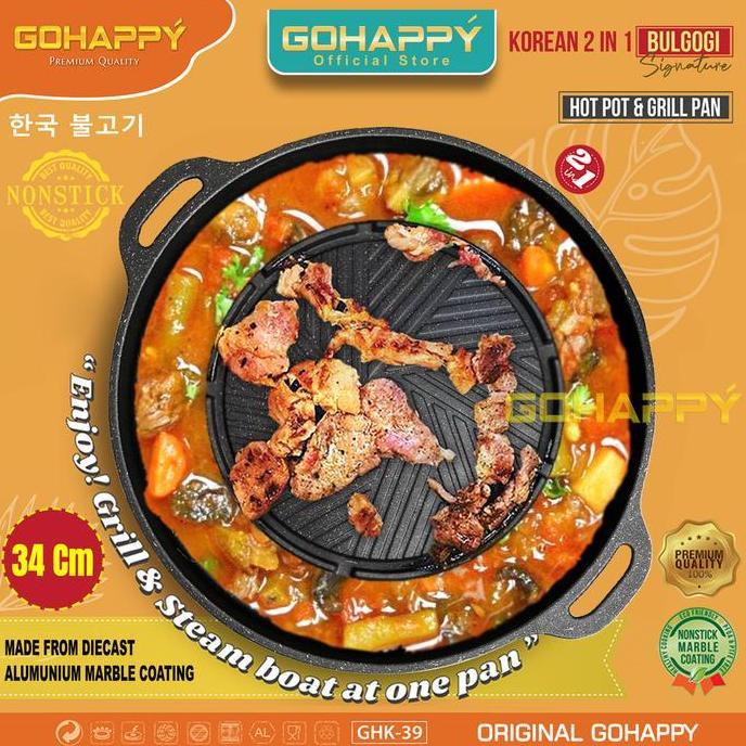 Sukiyaki Bulgogi Pan 2 in 1 MOOKATA Panci Grill Pan shabu shabu stein