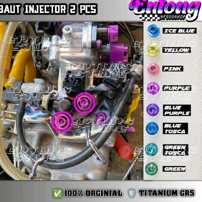 BAUT SET TITANIUM INJECTOR VARIO 125 150 OLD NEW ISI 2PCS ORIGINAL GR5 HEMAT