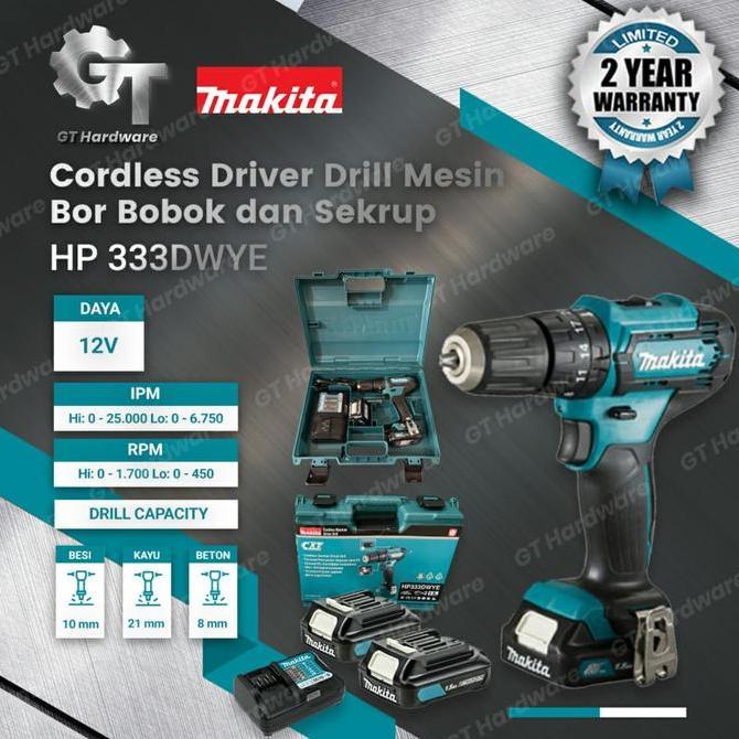 Makita 333 Dwye 333 Dwye Cordless Hammer Drill Mesin Bor