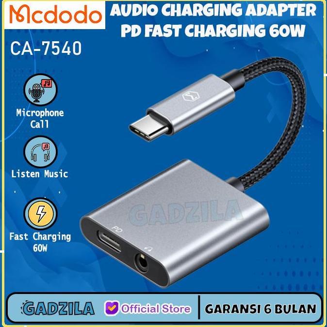 MCDODO CA-7540 AUDIO ADAPTER CONVERTER USB C TO JACK 3.5mm + TYPE-C PD