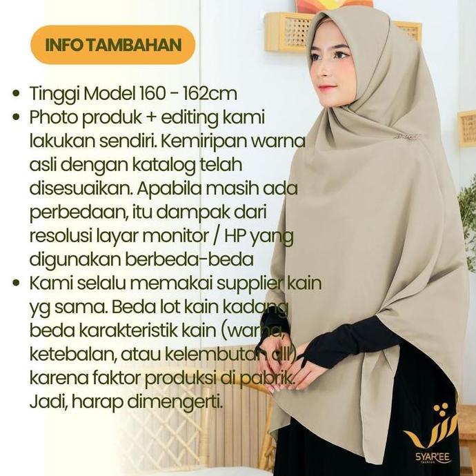 Foulard- Jilbab Syar'I Segi Empat Jumbo 150X150 Wolfis Kelim Panjang Tebal Nyaman Syar'Ee Fashion - 