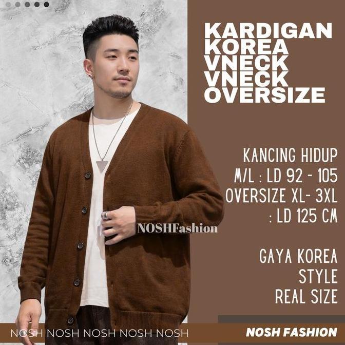 Cardigan Pria Sweater Cardigan Rajut Jumbo Rico  V Neck Fashion Big Size Pria Noshfashion