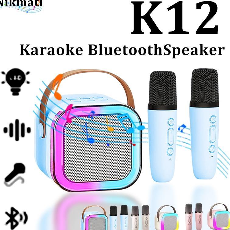 [Cod] Speaker Bluetooth Karaoke 2 Microphone Set Salon Bluetooth  Speaker Karaoke Mini Portable Kara