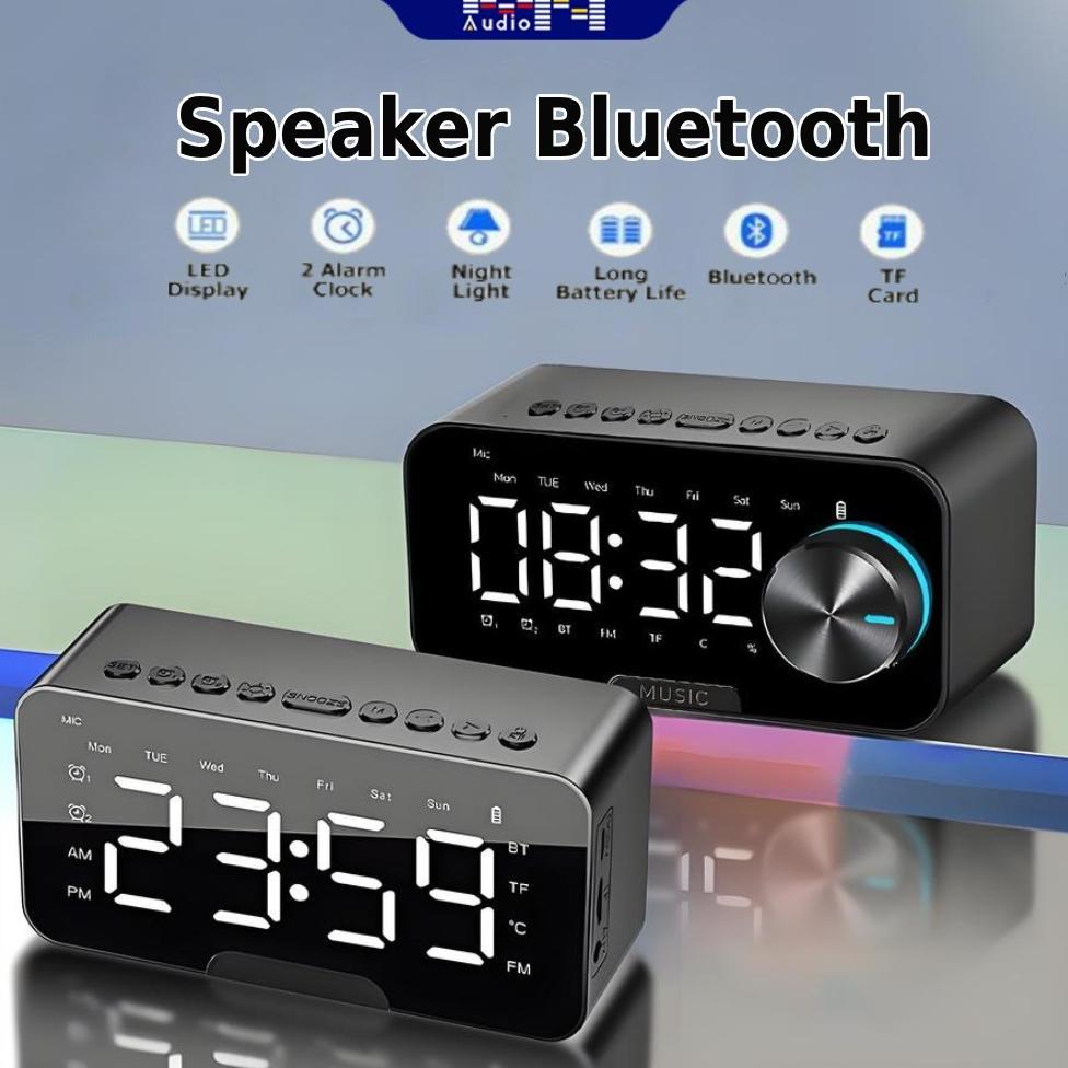 (Cod) Speaker Bluetooth Portable Bass Audio Jam Alarm Clock Led Display Spiker Bluetooth Musik Box B