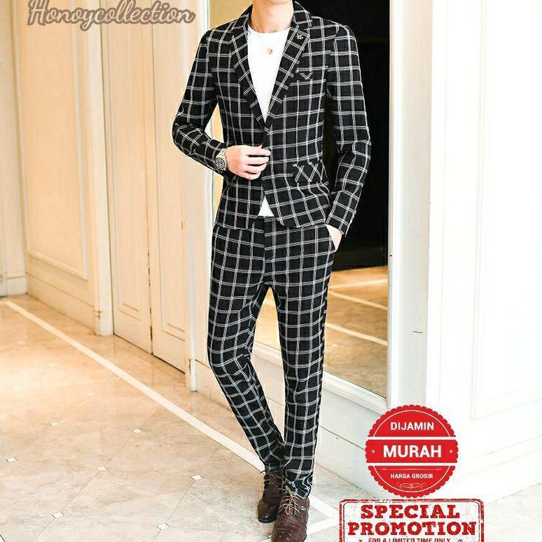 Best Seller Jas Model Kotak/Blazer Pria Kotak Kotak /Jas Resmi/Setelan Jas Kotak