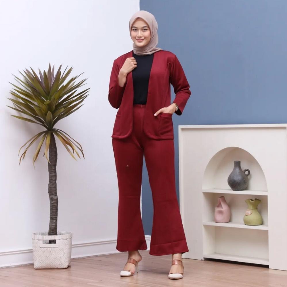 Best Seller One Set Blazer Scuba / Setelan Blazer Cutbray / Setelan Wanita