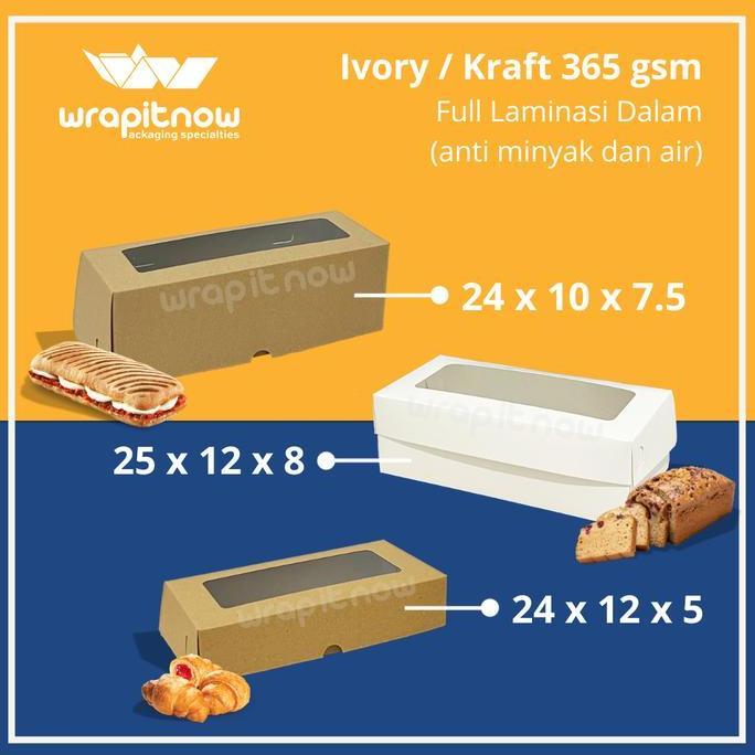 (20 Pcs) Dus Kraft 25x12x8 Dus 24x12x5 Dus 22x12x7 Roti Sisir Bolu Gulung Dus Murah Pabrik Dus