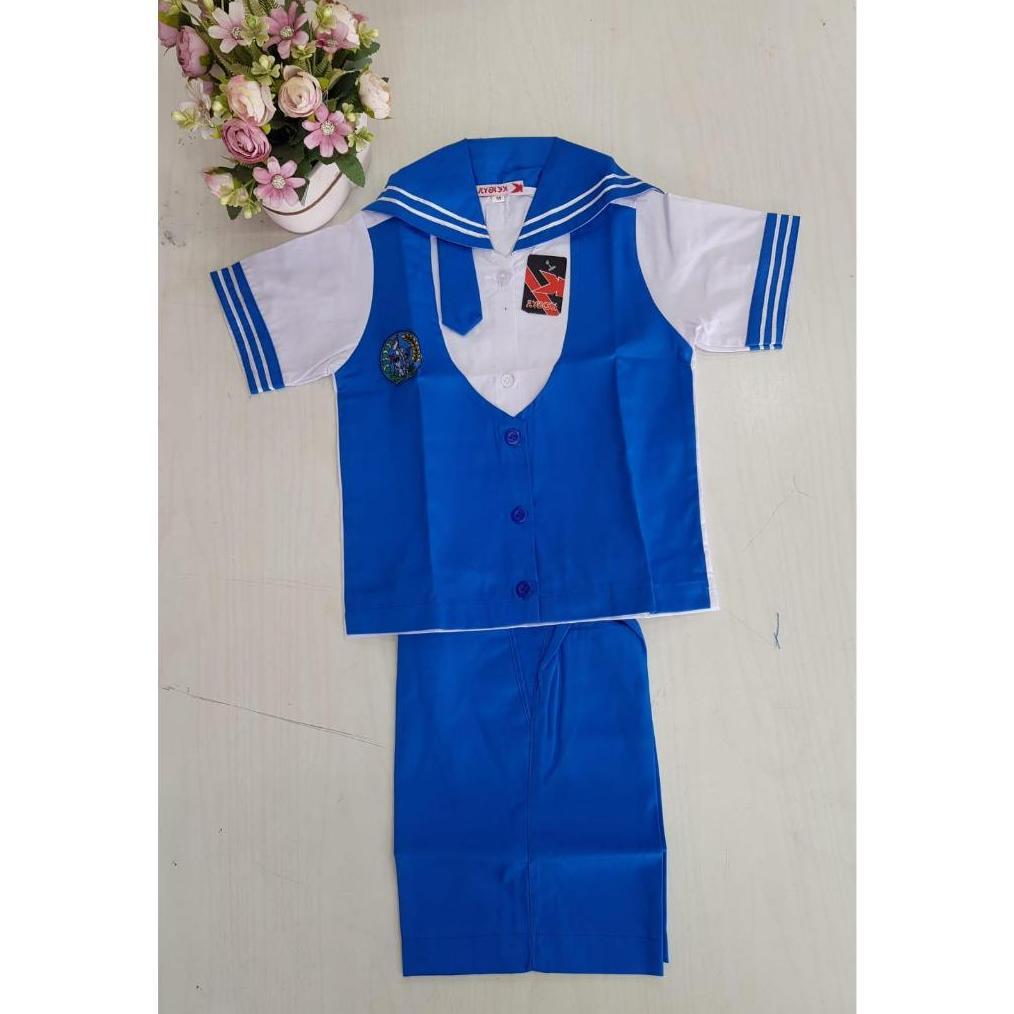 Free Ongkir Baju Seragam Tk Dan Paud Pendek Biru Putih