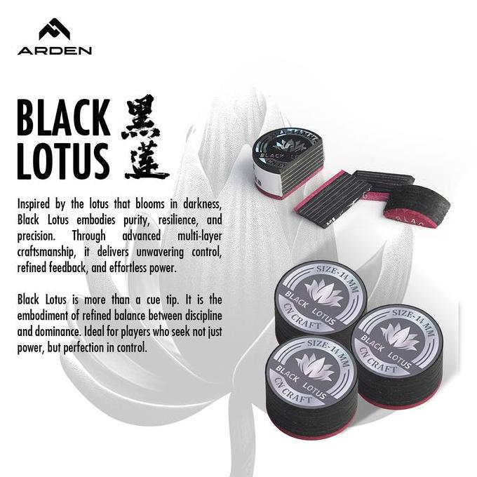 CUE TIP ARDEN BLACK LOTUS - TIP BILIAR 8 LAPIS 14MM | COCOK UNTUK SHAFT MAPLE BEST SELLER
