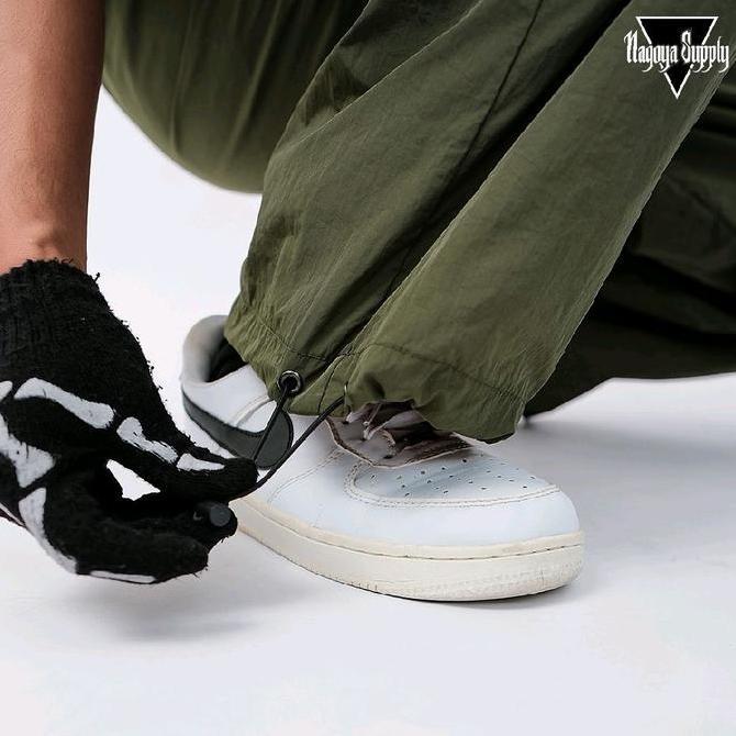 Trackpants Pria Parasut Cargo Celana Cargo Track Pants Parasut  Panjang Casual Ijo Army M L Xl Nyama