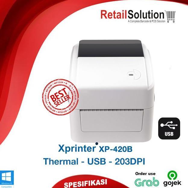 Juilooshophs - Printer Barcode Label Thermal USB - Xprinter XP420 / XP-420B / XP420B