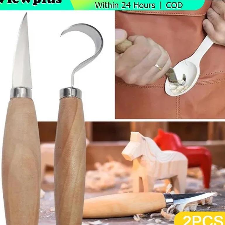 2Pcs/Set Wood Carving Knife Pisau Ukir Kayu Model U Alat Pahat Kayu Wood Carving Knife