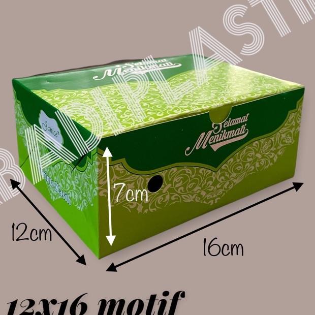 Dus Kue 12X16 Motif Hijau/Box Kue/Dus Snack -100Pcs
