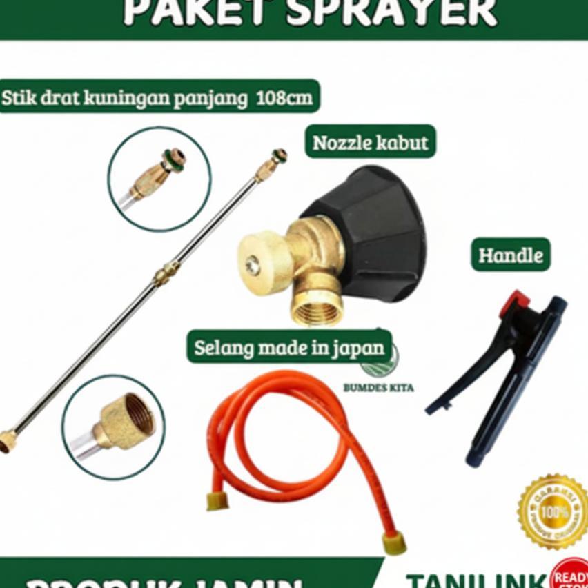 Paket Lengkap Sprayer Elektrik Stik Drat Kuningan + Selang + Handle + Nozzle Sprayer Kabut Siap Paka