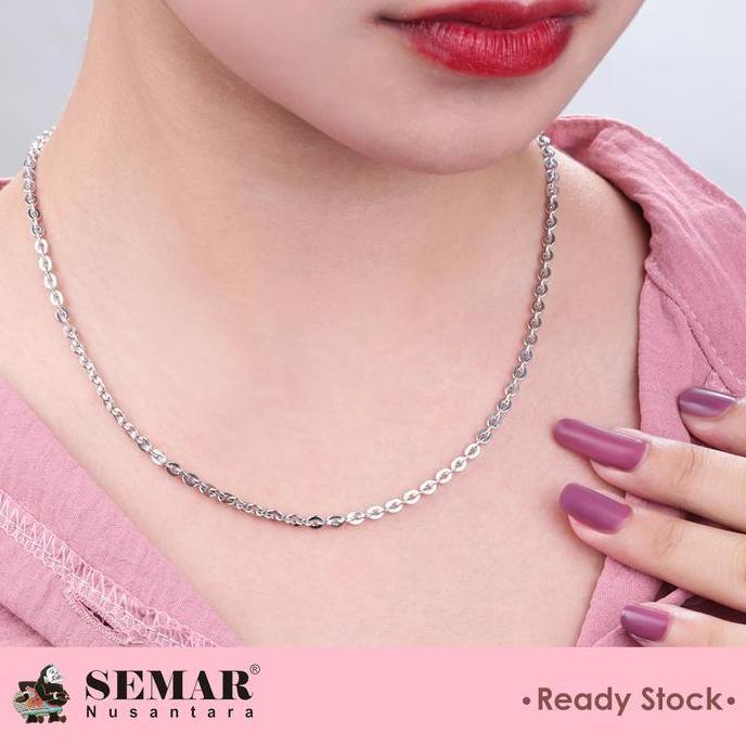 Gersangseller - Kalung Emas Rolona Rantai Polos White Gold 17K Semar Nusantara