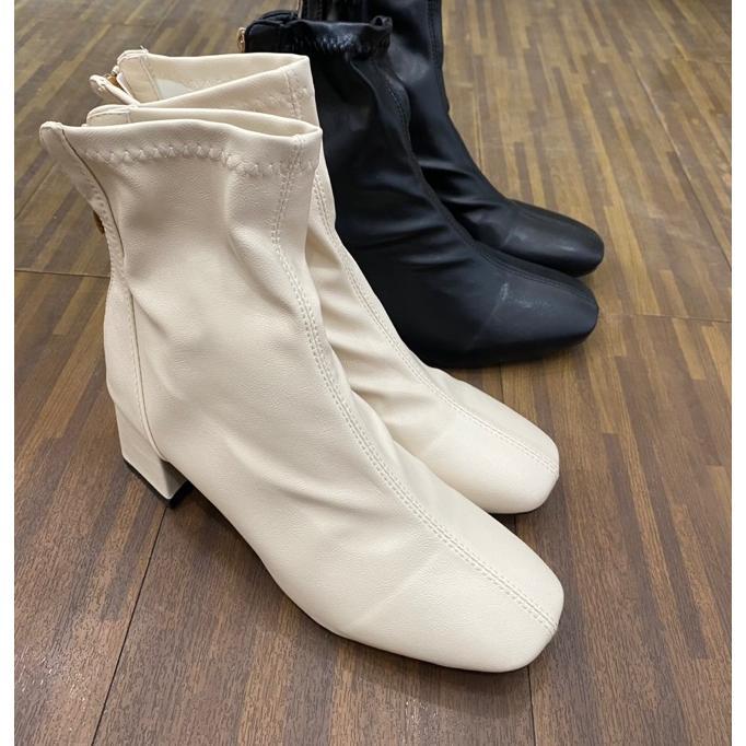 Sepatu Boots Wedges Wanita Kulit Heel 6Cm