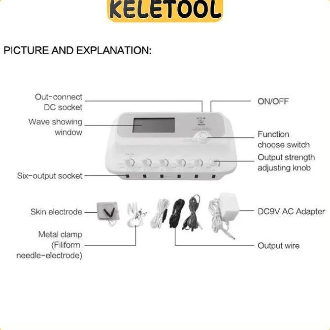 Hwato Sdz III Tens Fisioterapi Stimulator Akupuntur Portable Hwato Stimulator  6 Saluran Frekuensi R