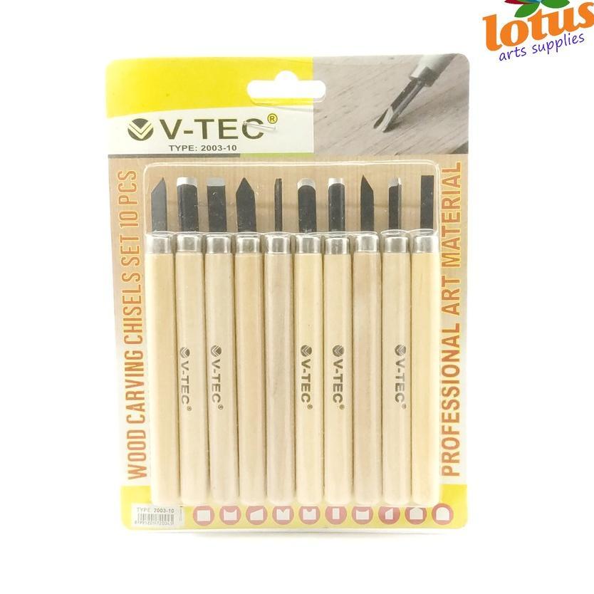 V-Tec Wood Carving Tool / Alat Pahat Pisau Ukir Kayu Set 10