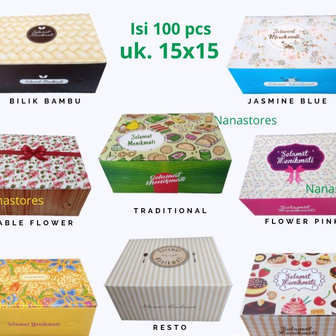 100 Pcs Dus Kue Ukuran 15X15, Snack Box 15X15