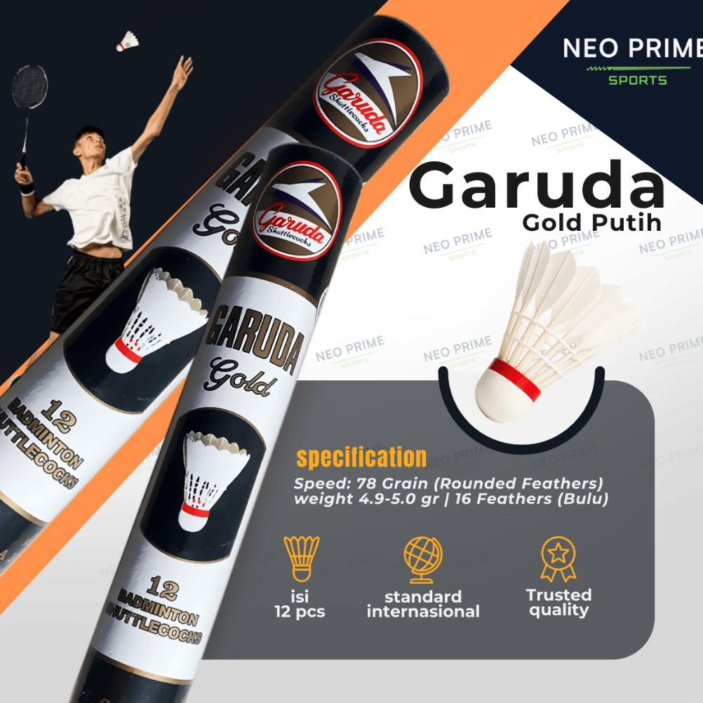 MURAH Shuttlecock Badminton Garuda Gold Putih Kok Bulutangkis 1 Slop isi 12 Bola Bulu Angsa