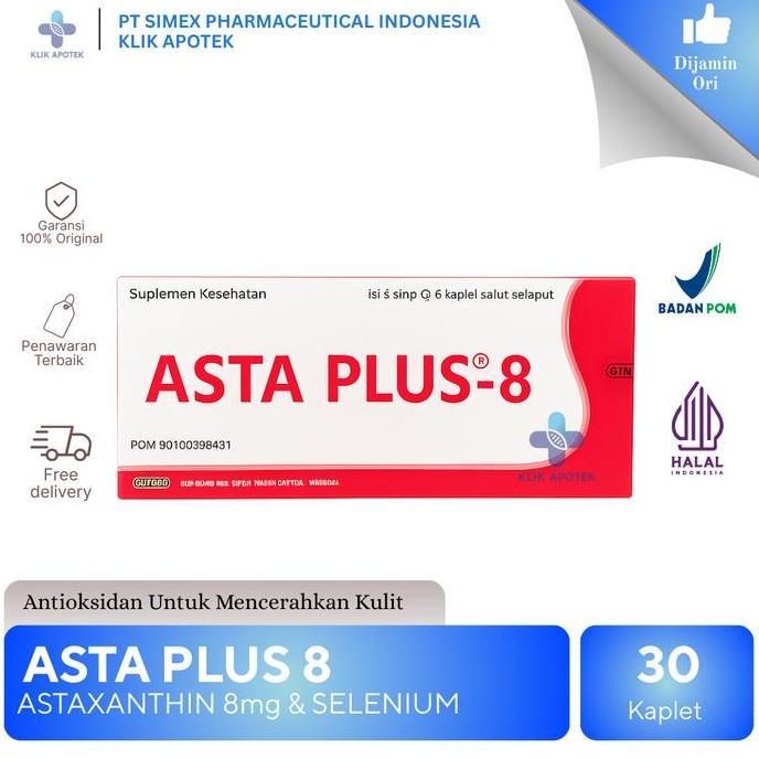 Lansungkirim- Asta Plus | Astaxanthin 4 & 8 Mg - 1 Box Isi 5Strip @ 6Kapsul | Astaxanthin 4Mg  | Mem