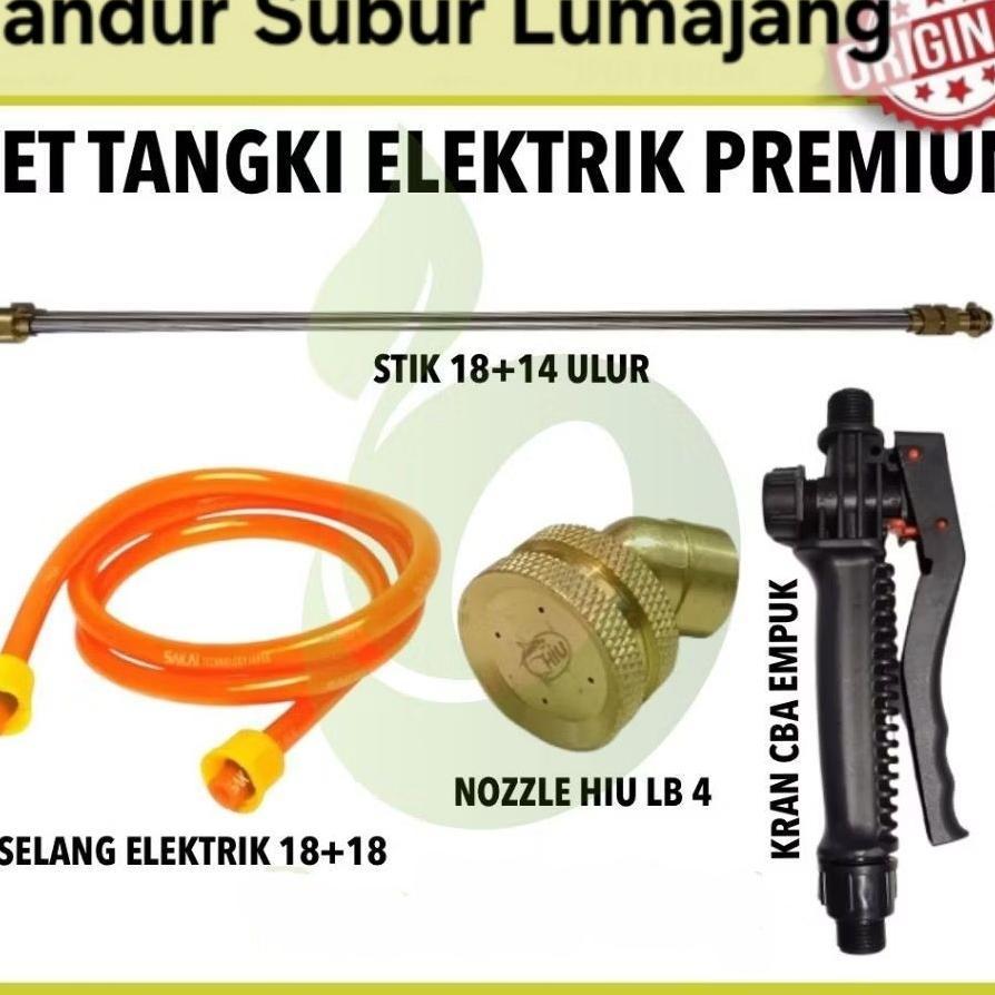 Set Tangki Sprayer Elektrik Cba Dgw Handle Empuk Stik Teleskop Kuningan Nozzle Lubang 4 Kabut
