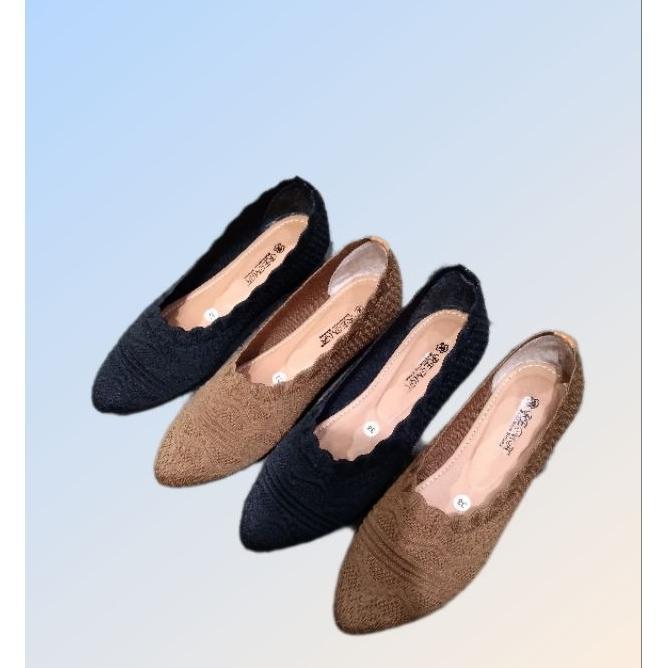 Sepatu Flat Balet Rajut Wanita Import